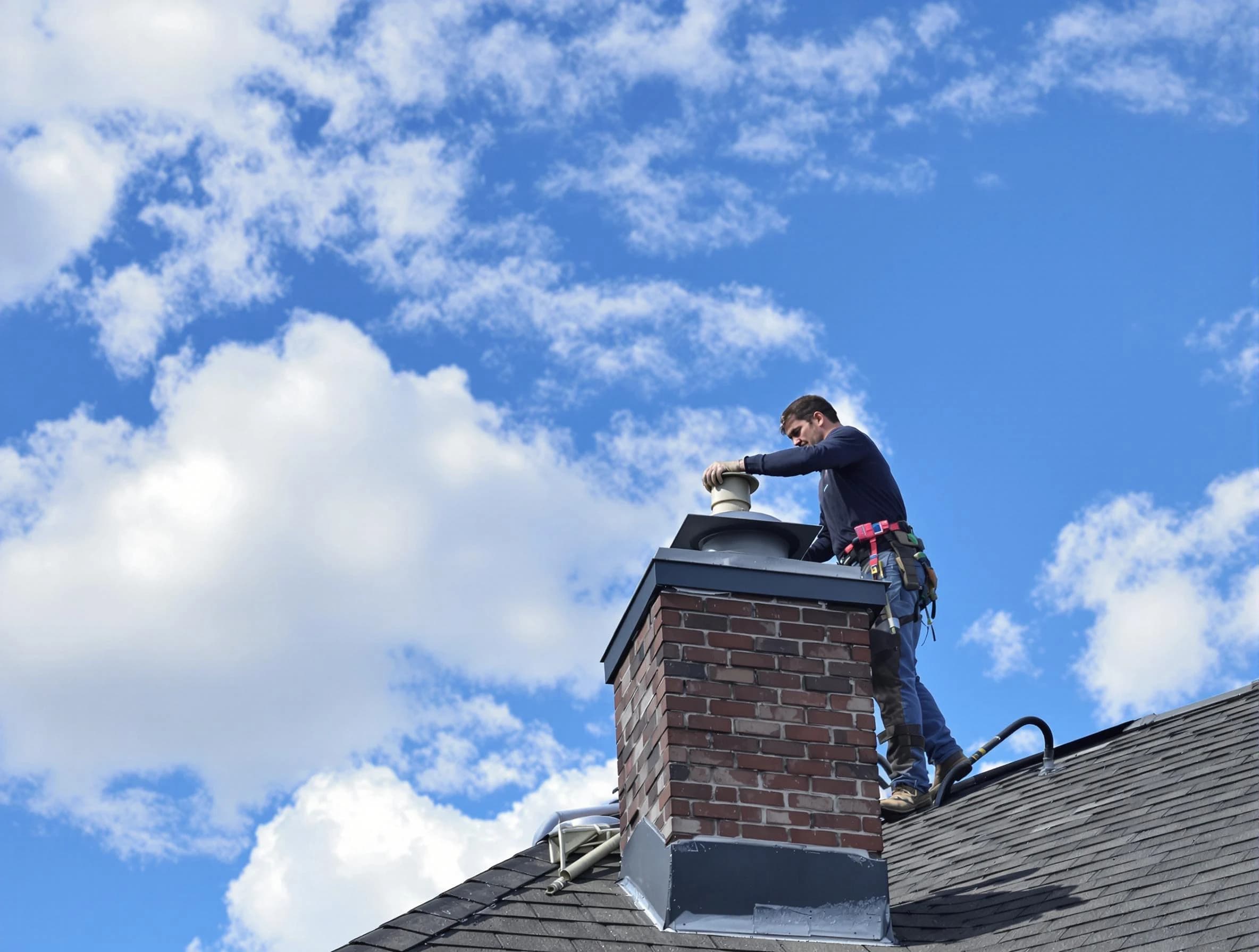 Atlantic City Chimney Sweep installing a sturdy chimney cap in Atlantic City, NJ