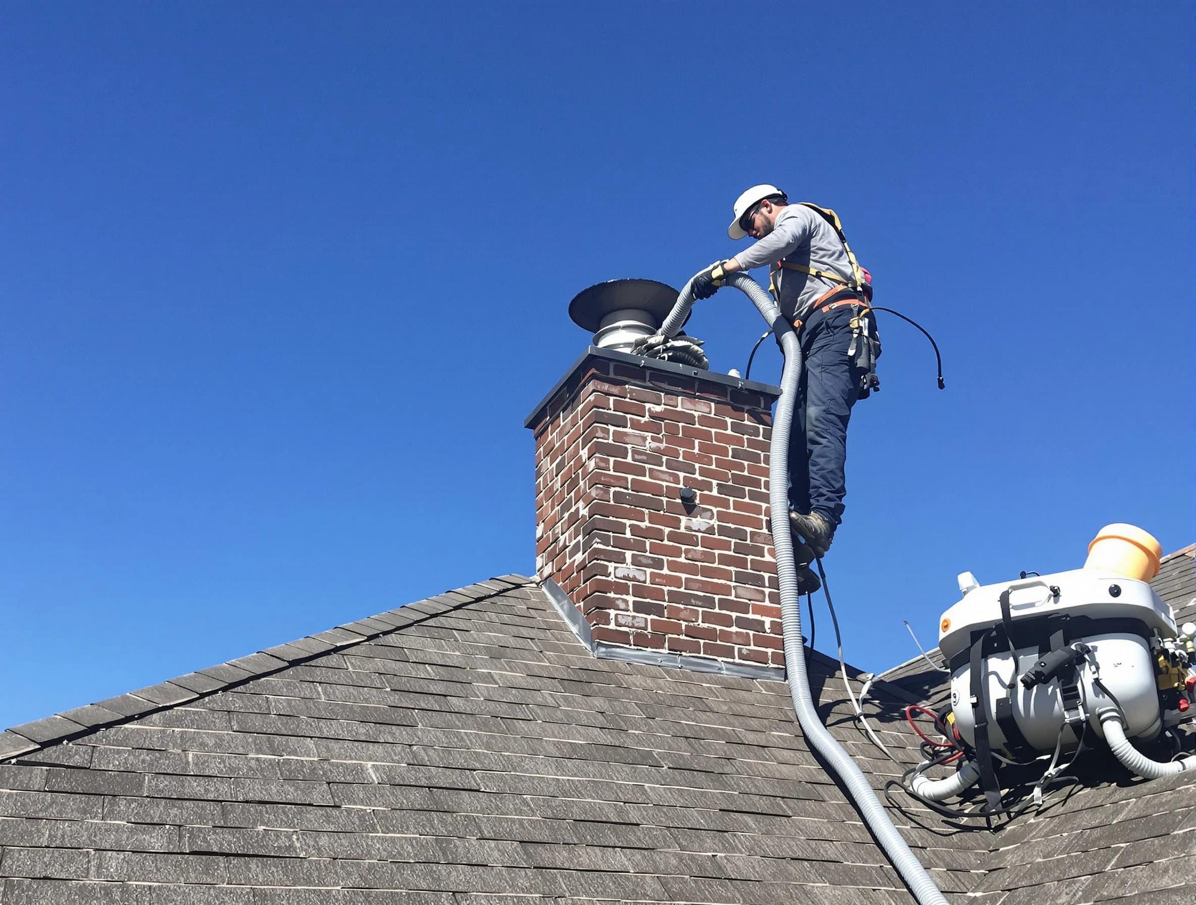 Dedicated Atlantic City Chimney Sweep team member cleaning a chimney in Atlantic City, NJ