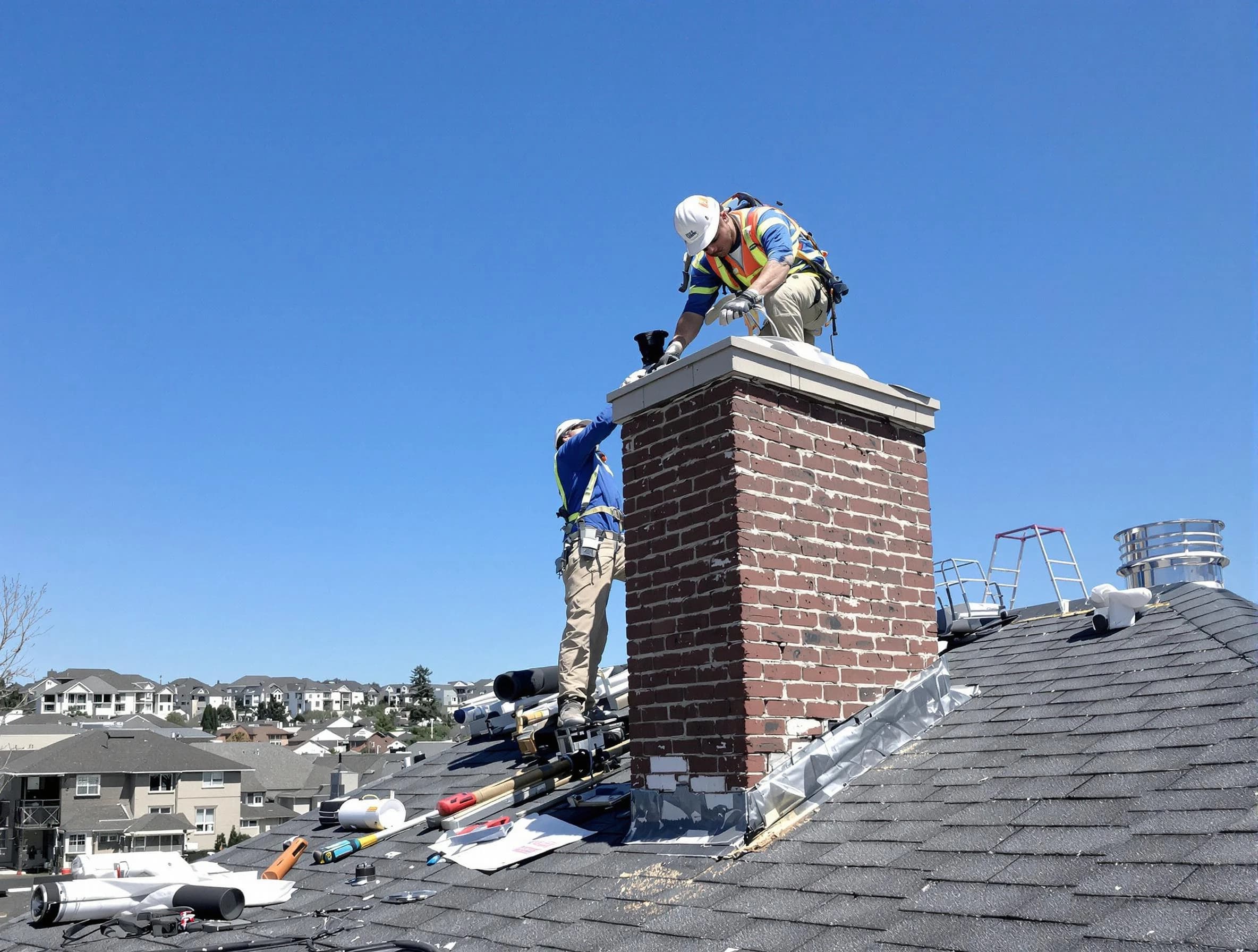 Atlantic City Chimney Sweep repairing a chimney crown in Atlantic City, NJ