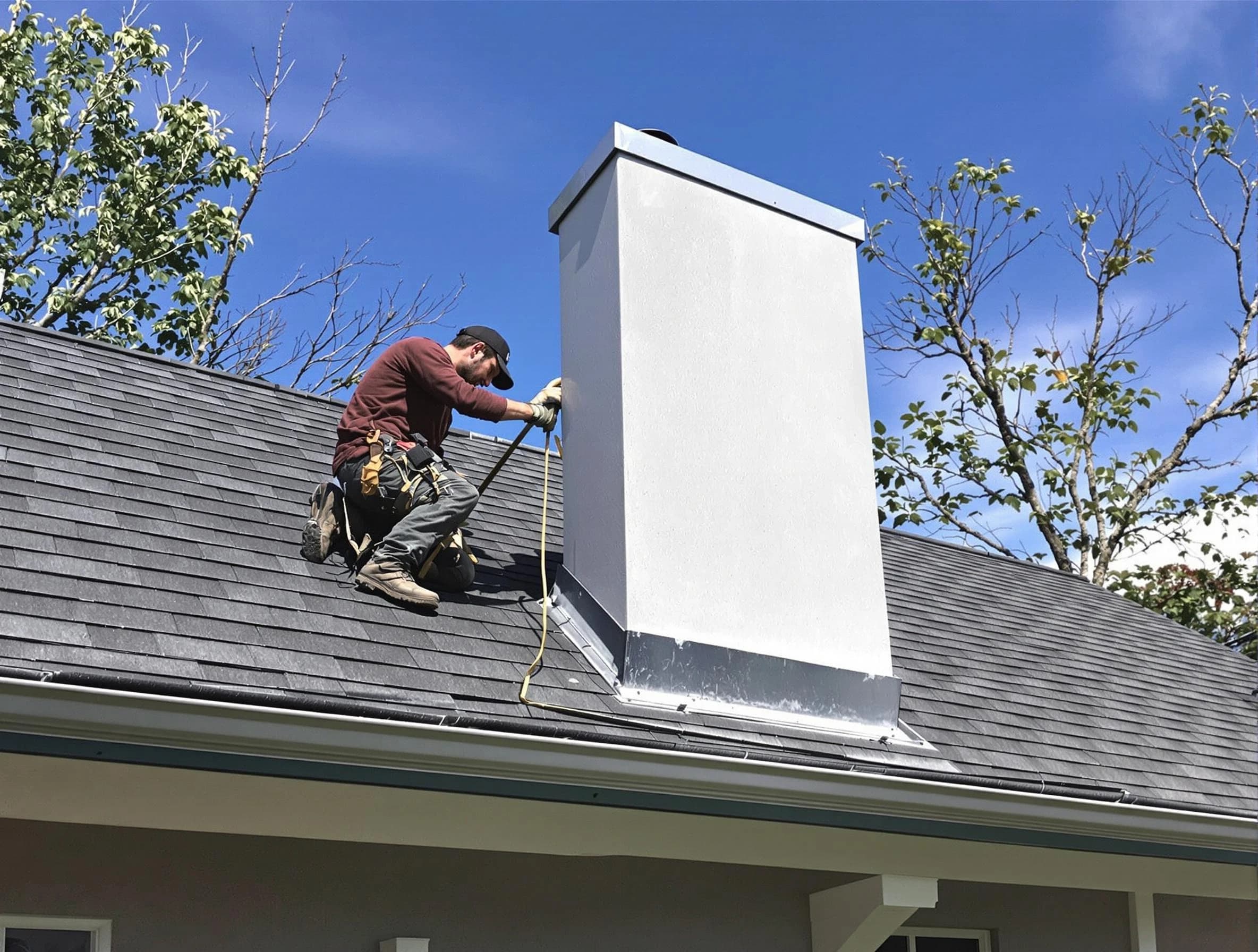 Atlantic City Chimney Sweep team member finishing chimney construction in Atlantic City, NJ