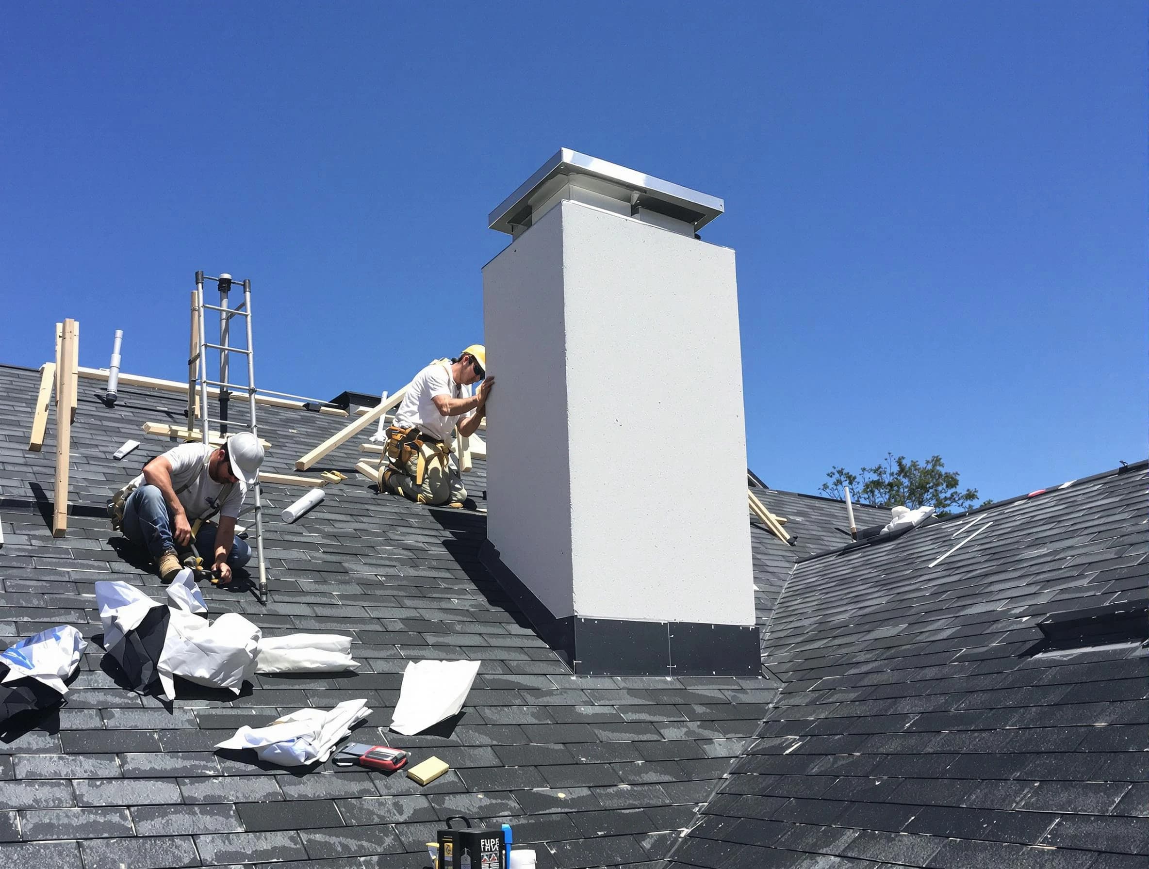 Atlantic City Chimney Sweep crew installing a new chimney in Atlantic City, NJ