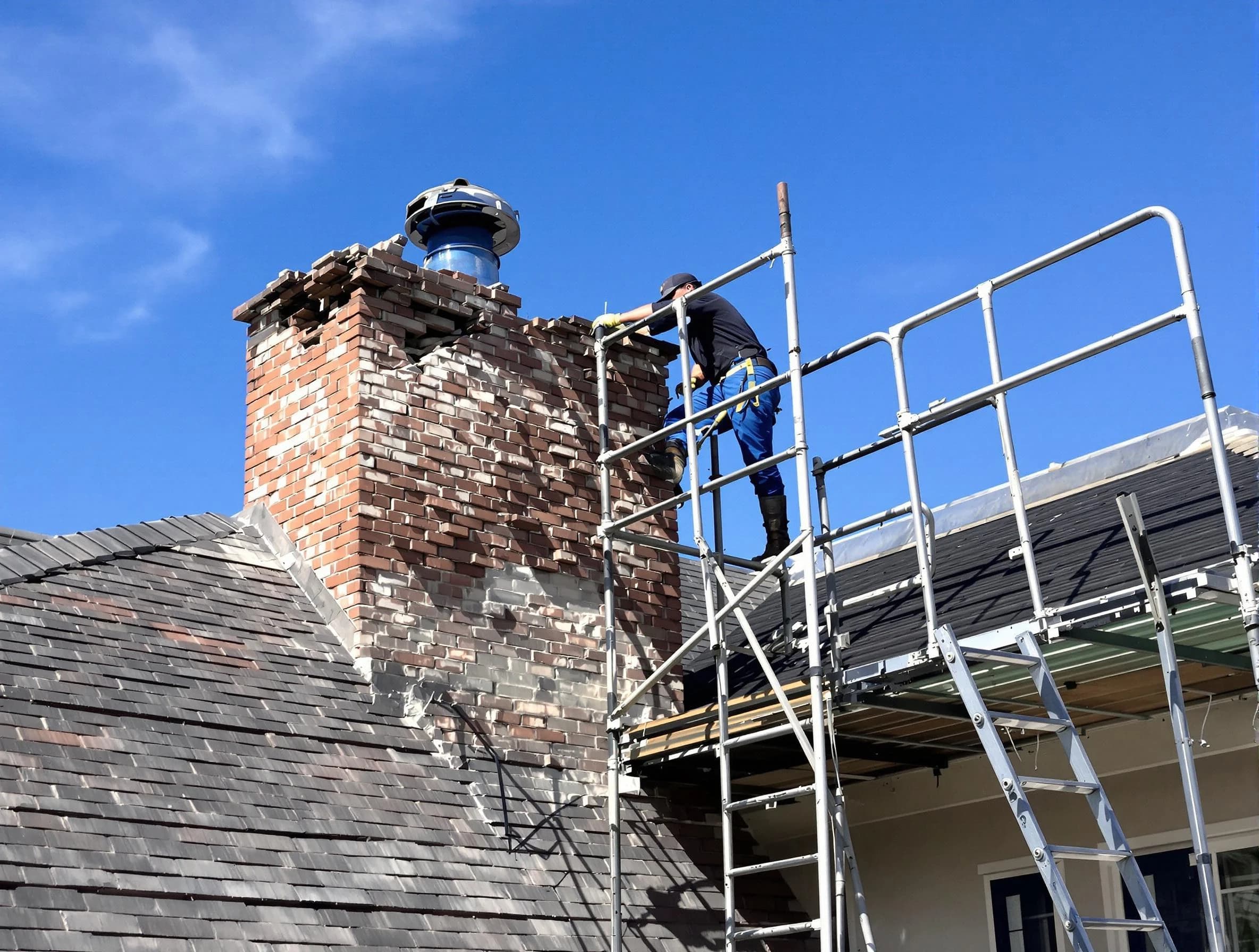 Rebuilding a chimney structure by Atlantic City Chimney Sweep in Atlantic City, NJ