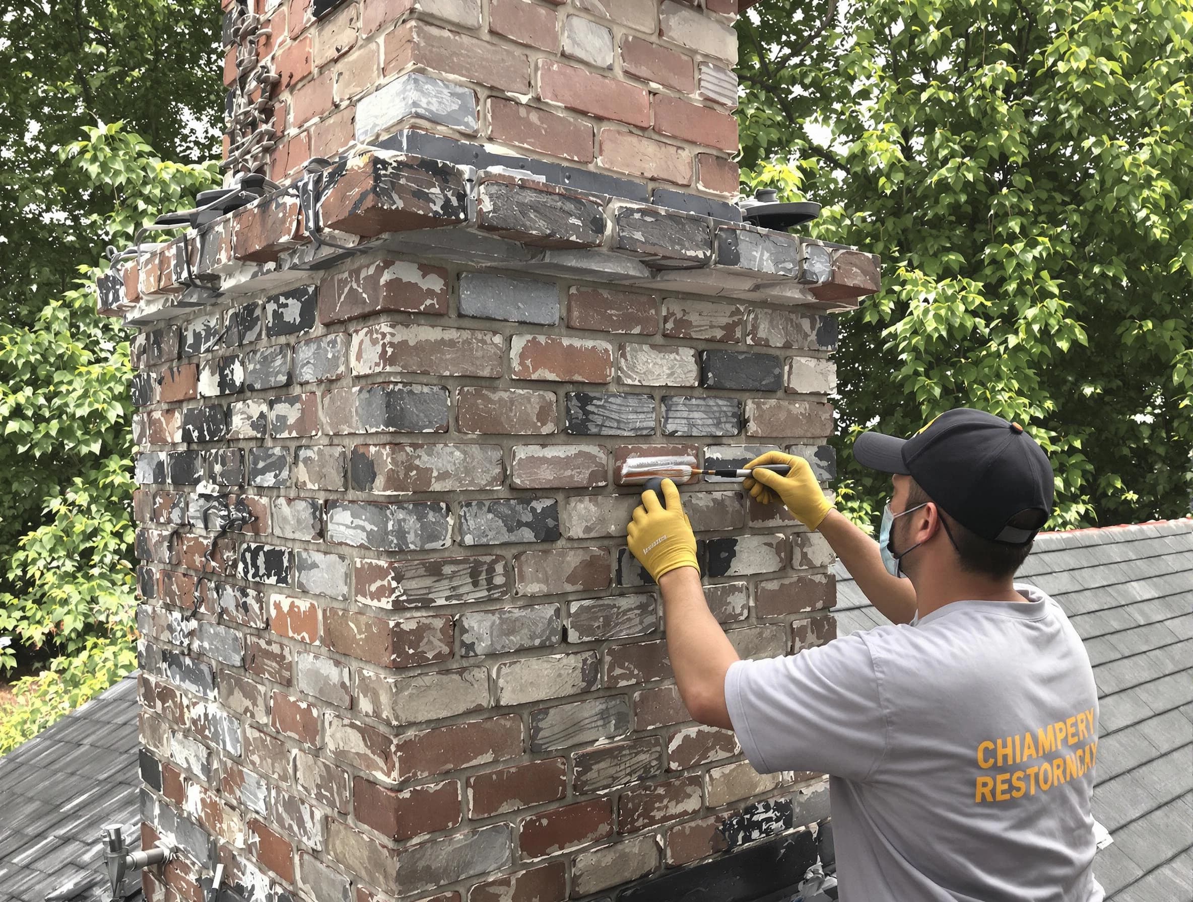 In-progress chimney restoration by Atlantic City Chimney Sweep in Atlantic City, NJ