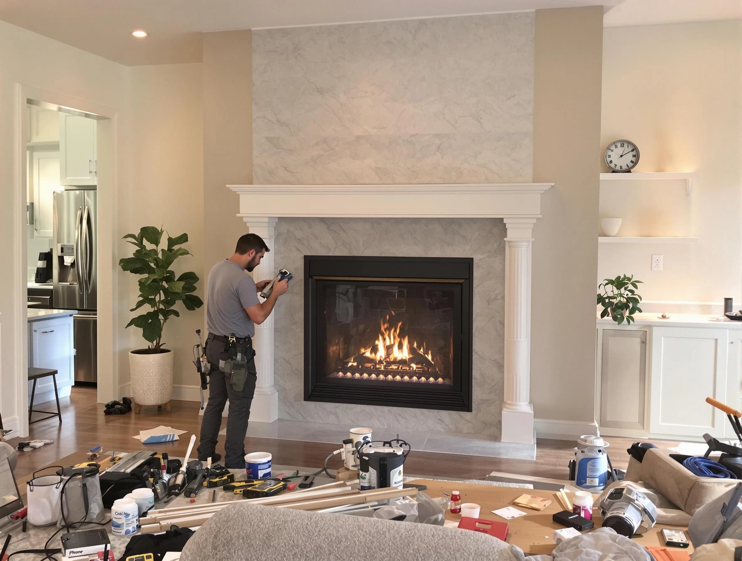 Newly installed fireplace by Atlantic City Chimney Sweep in Atlantic City, NJ