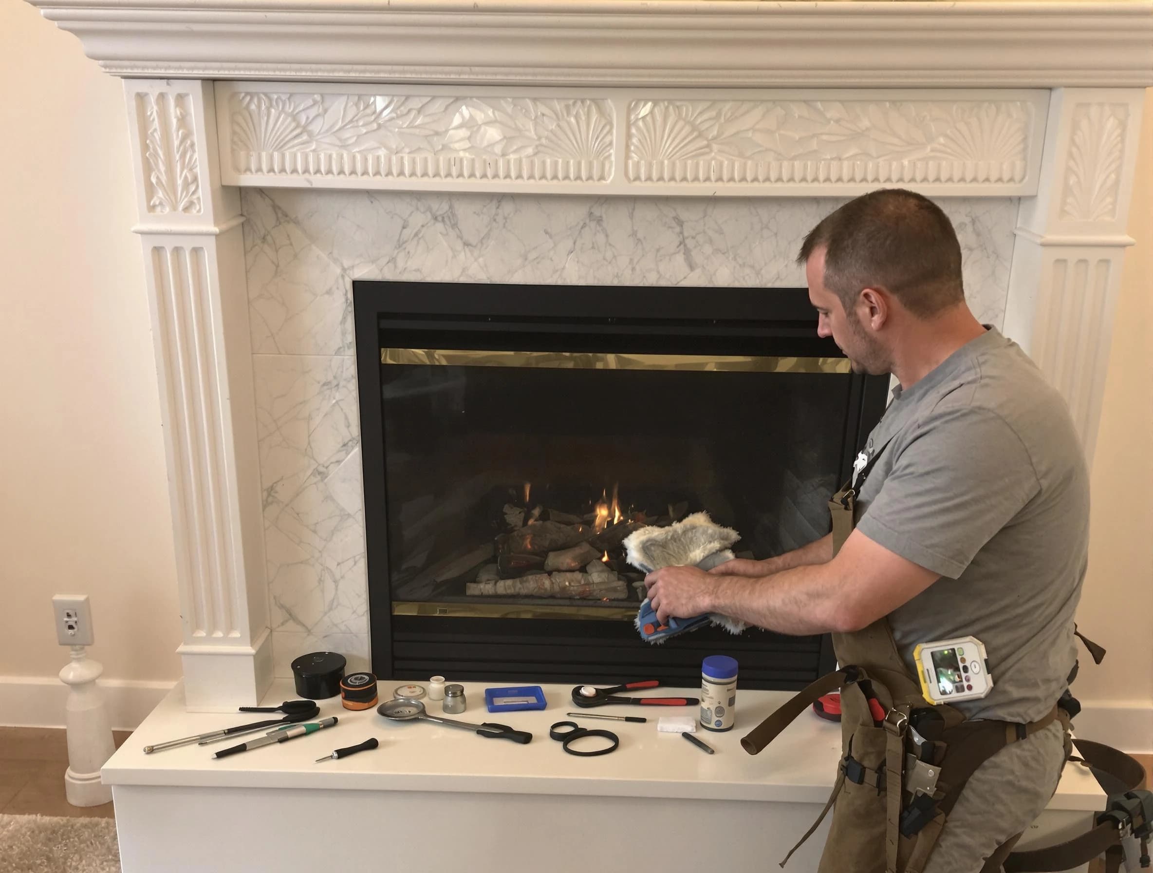 Atlantic City Chimney Sweep performing fireplace maintenance in Atlantic City, NJ